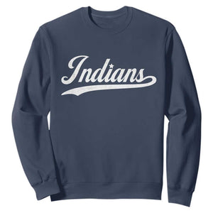 Retro Script Indians Sweatshirt Vintage Sports Team Name TS10 Navy Print Your Wear