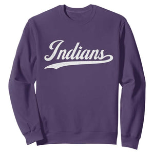 Retro Script Indians Sweatshirt Vintage Sports Team Name TS10 Purple Print Your Wear