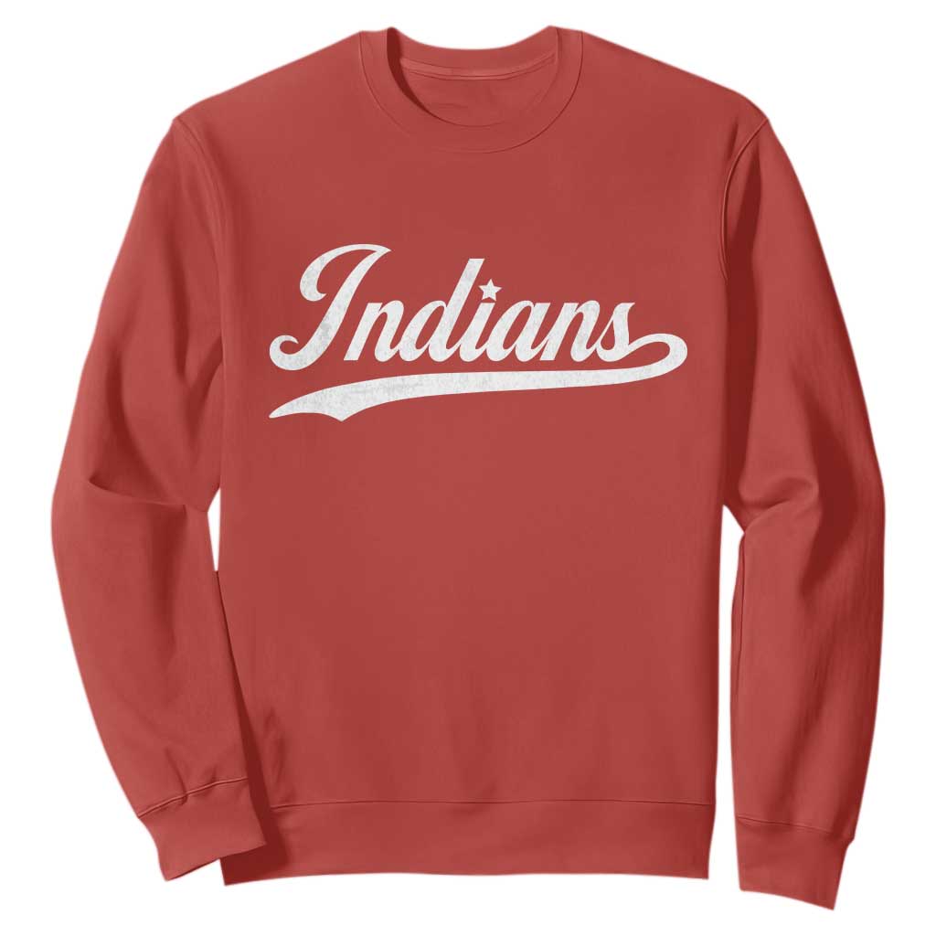 Retro Script Indians Sweatshirt Vintage Sports Team Name TS10 Red Print Your Wear