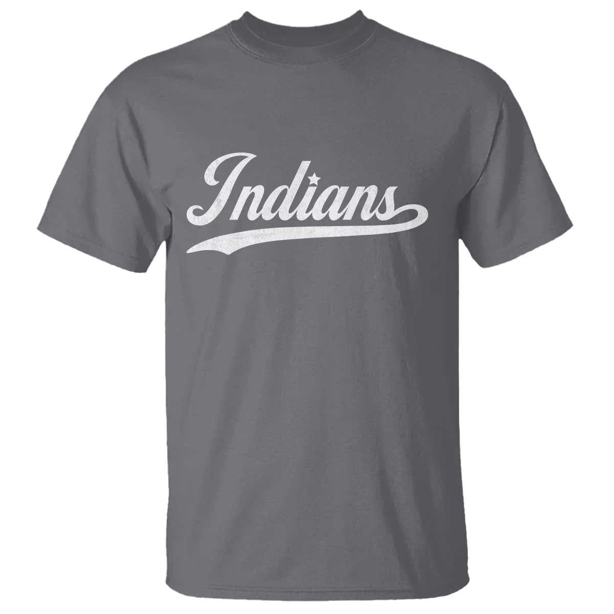 Retro Script Indians T Shirt Vintage Sports Team Name TS10 Charcoal Print Your Wear
