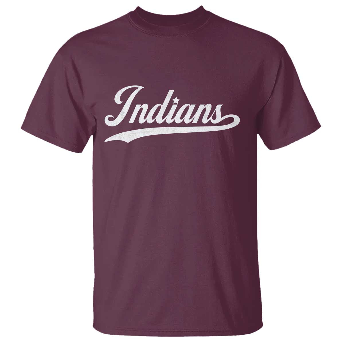 Retro Script Indians T Shirt Vintage Sports Team Name TS10 Maroon Print Your Wear
