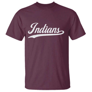 Retro Script Indians T Shirt Vintage Sports Team Name TS10 Maroon Print Your Wear
