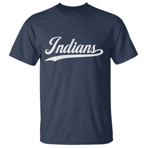 Retro Script Indians T Shirt Vintage Sports Team Name TS10 Navy Print Your Wear