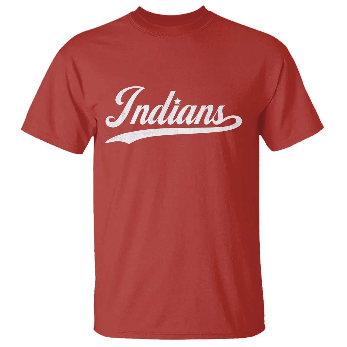 Retro Script Indians T Shirt Vintage Sports Team Name TS10 Red Print Your Wear