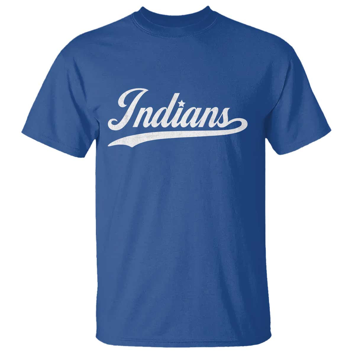 Retro Script Indians T Shirt Vintage Sports Team Name TS10 Royal Blue Print Your Wear