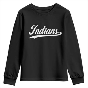Retro Script Indians Youth Sweatshirt Vintage Sports Team Name TS10 Black Print Your Wear