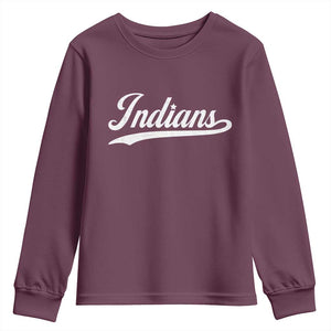 Retro Script Indians Youth Sweatshirt Vintage Sports Team Name TS10 Maroon Print Your Wear