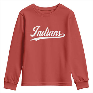 Retro Script Indians Youth Sweatshirt Vintage Sports Team Name TS10 Red Print Your Wear