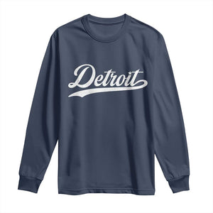 Retro Script DFL Long Sleeve Shirt Vintage Sports Team Name LF TS10 Navy Print Your Wear