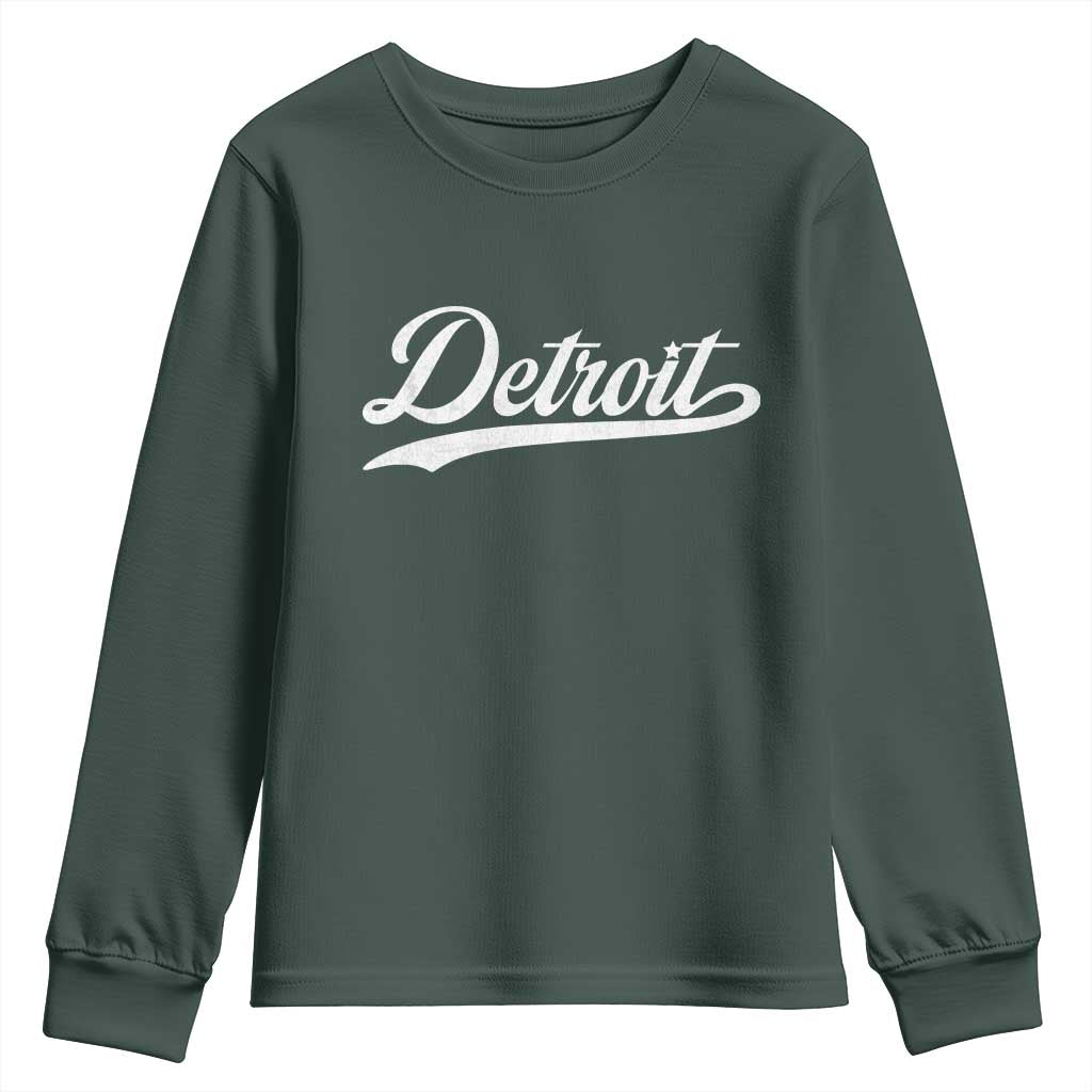 Retro Script DFL Youth Sweatshirt Vintage Sports Team Name LF TS10 Dark Forest Green Print Your Wear