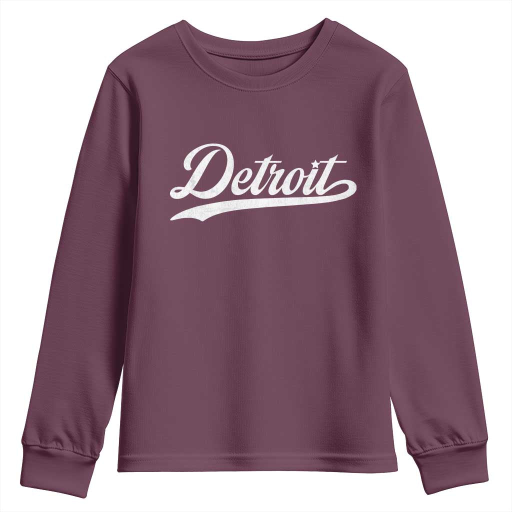 Retro Script DFL Youth Sweatshirt Vintage Sports Team Name LF TS10 Maroon Print Your Wear