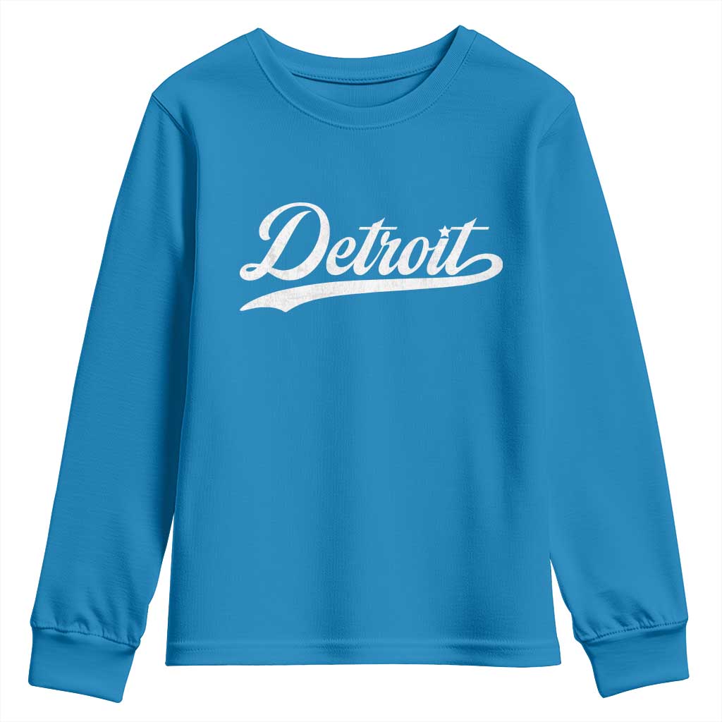 Retro Script DFL Youth Sweatshirt Vintage Sports Team Name LF TS10 Sapphire Print Your Wear