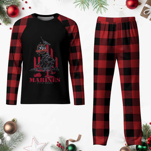 Marine Veteran 250th Anniversary Plaid Pajama Set Retro Military Corps American Flag TS10 Buffalo Plaid Print Your Wear