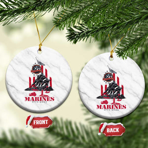 Marine Veteran 250th Anniversary Ceramic Ornament Retro Military Corps American Flag TS10 1pc White Marble Print Your Wear