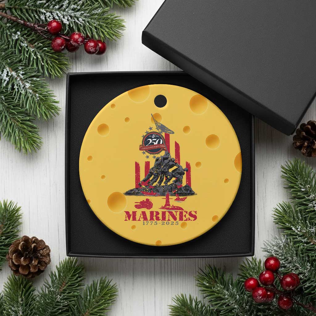 Marine Veteran 250th Anniversary Ceramic Ornament Retro Military Corps American Flag TS10 1pc Yellow Cheese Print Your Wear