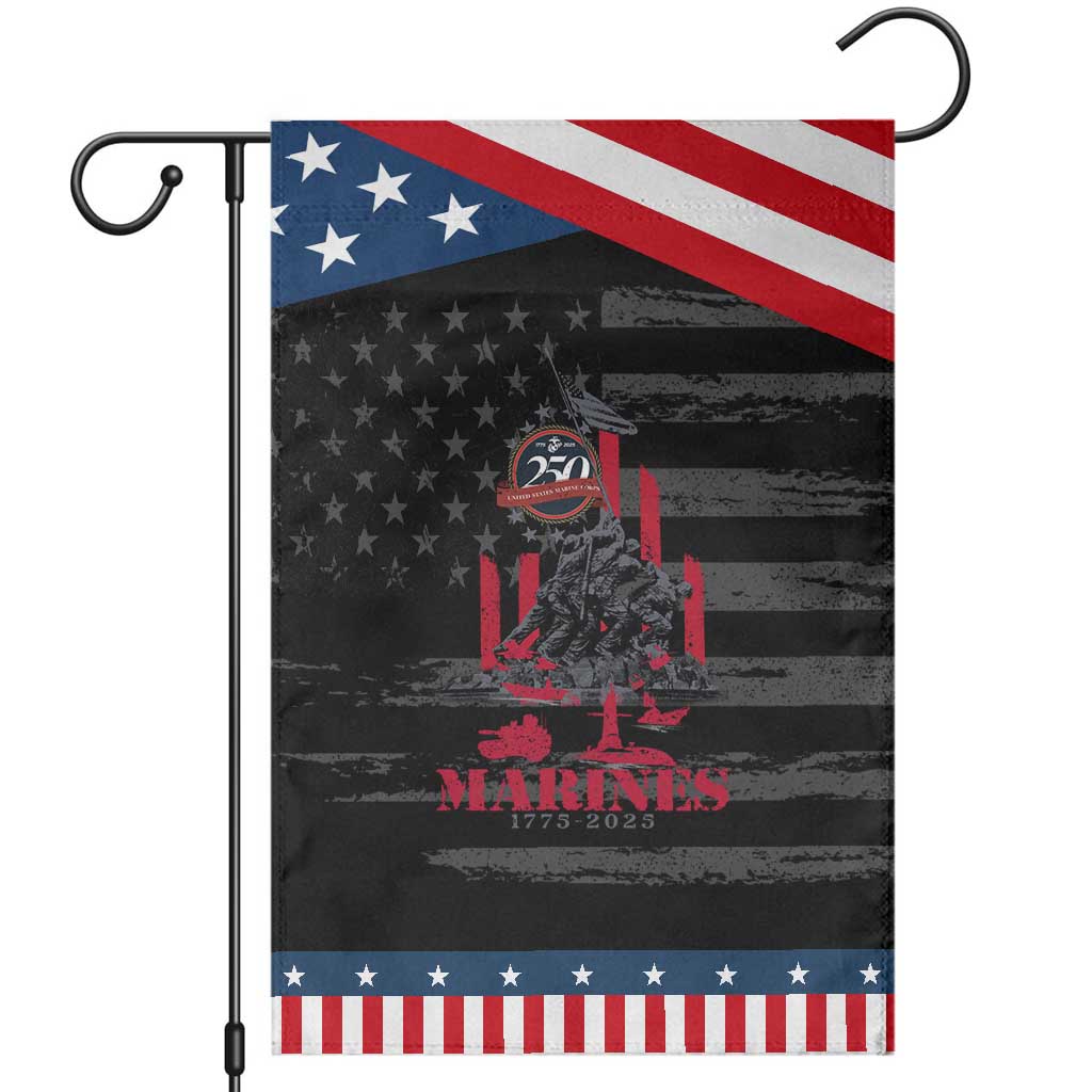 Marine Veteran 250th Anniversary Garden Flag Retro Military Corps American Flag TS10 Distressed Black Blue Print Your Wear