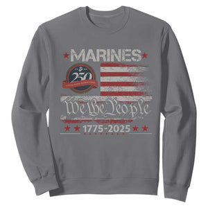 Marine Veteran 250th Anniversary Sweatshirt Retro Patriotic Military Gift American Flag TS10 Charcoal Print Your Wear