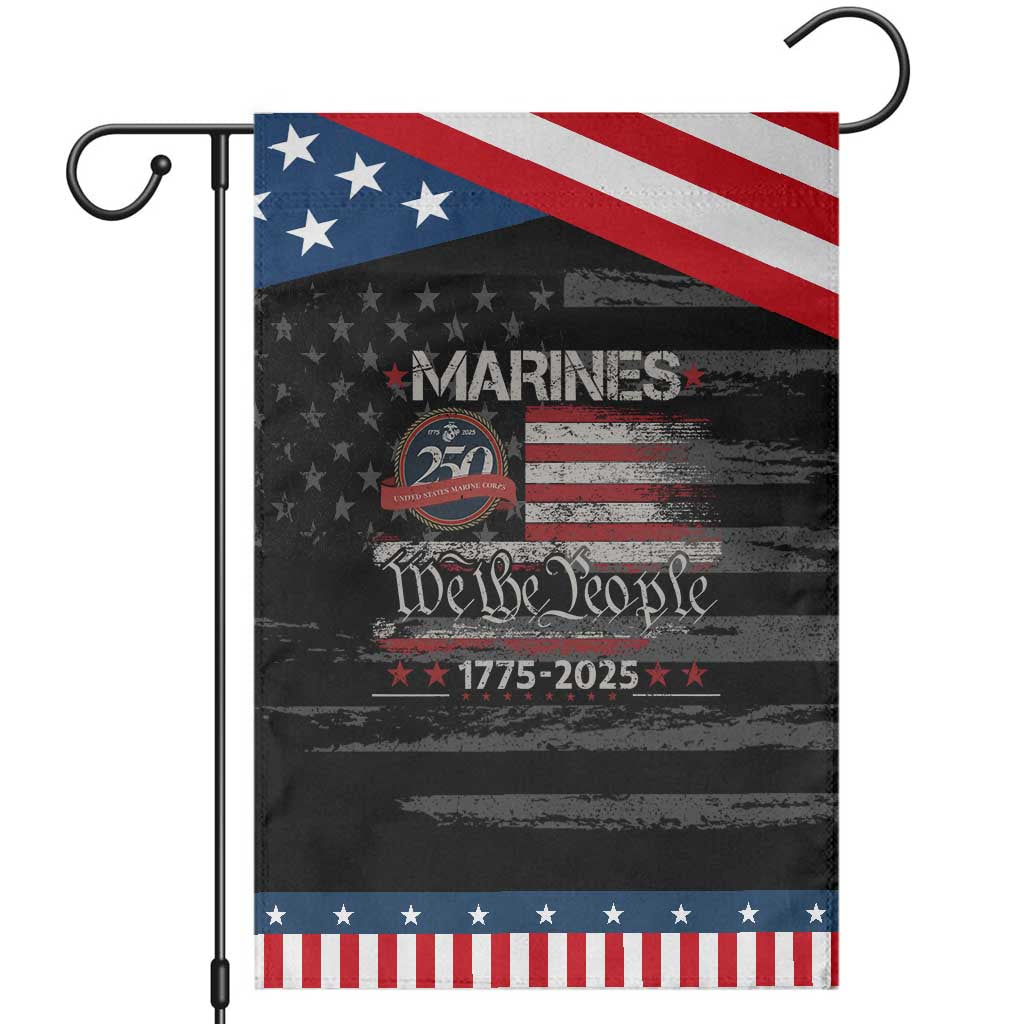 Marine Veteran 250th Anniversary Garden Flag Retro Patriotic Military Gift American Flag TS10 Distressed Black Blue Print Your Wear