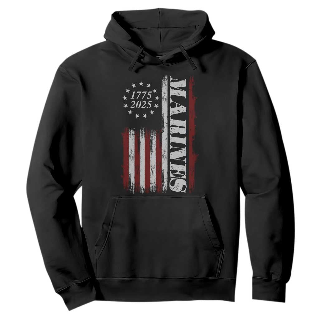 Marine 250th Anniversary Hoodie Retro Patriotic Military Veteran Gift American Flag TS10 Black Print Your Wear