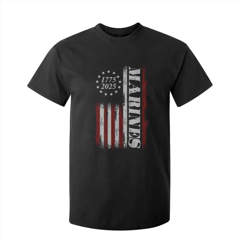 Marine 250th Anniversary T Shirt For Kid Retro Patriotic Military Veteran Gift American Flag TS10 Black Print Your Wear