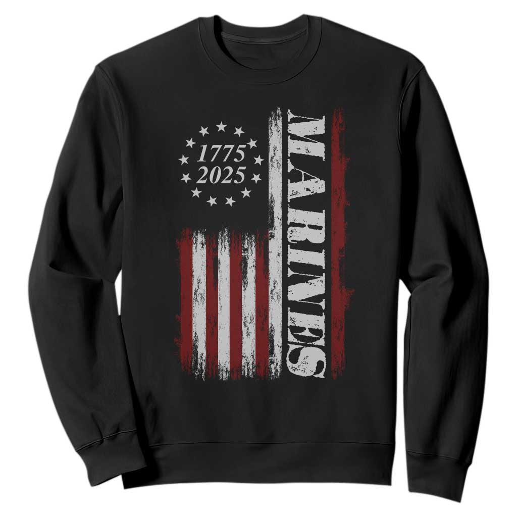 Marine 250th Anniversary Sweatshirt Retro Patriotic Military Veteran Gift American Flag TS10 Black Print Your Wear