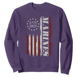Marine 250th Anniversary Sweatshirt Retro Patriotic Military Veteran Gift American Flag TS10 Purple Print Your Wear