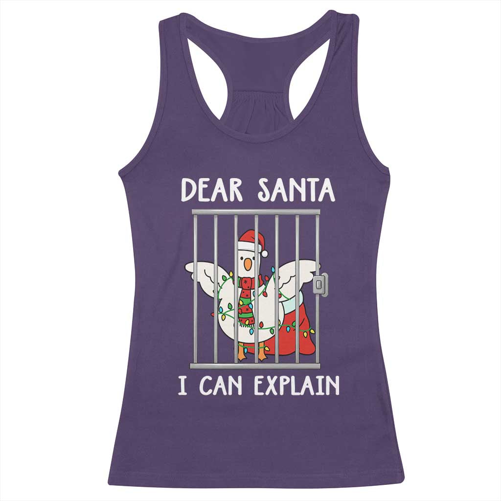 Funny Christmas Goose Racerback Tank Top Dear Santa I Can Explain Xmas Meme TS10 Purple Print Your Wear