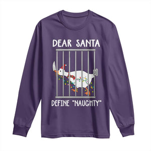 Funny Christmas Goose Long Sleeve Shirt Dear Santa Define Naughty Xmas Meme TS10 Purple Print Your Wear