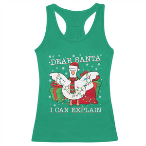 Funny Christmas Goose Racerback Tank Top Dear Santa I Can Explain Cute Xmas Meme TS10 Irish Green Print Your Wear