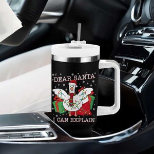 Funny Christmas Goose Tumbler With Handle Dear Santa I Can Explain Cute Xmas Meme TS10 Print Your Wear