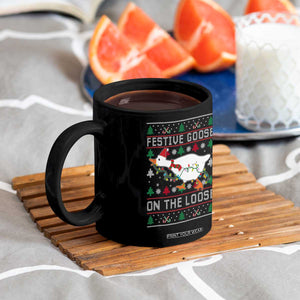 Funny Goose Ugly Christmas Coffee Mug Festive Goose On The Loose TS10 Print Your Wear