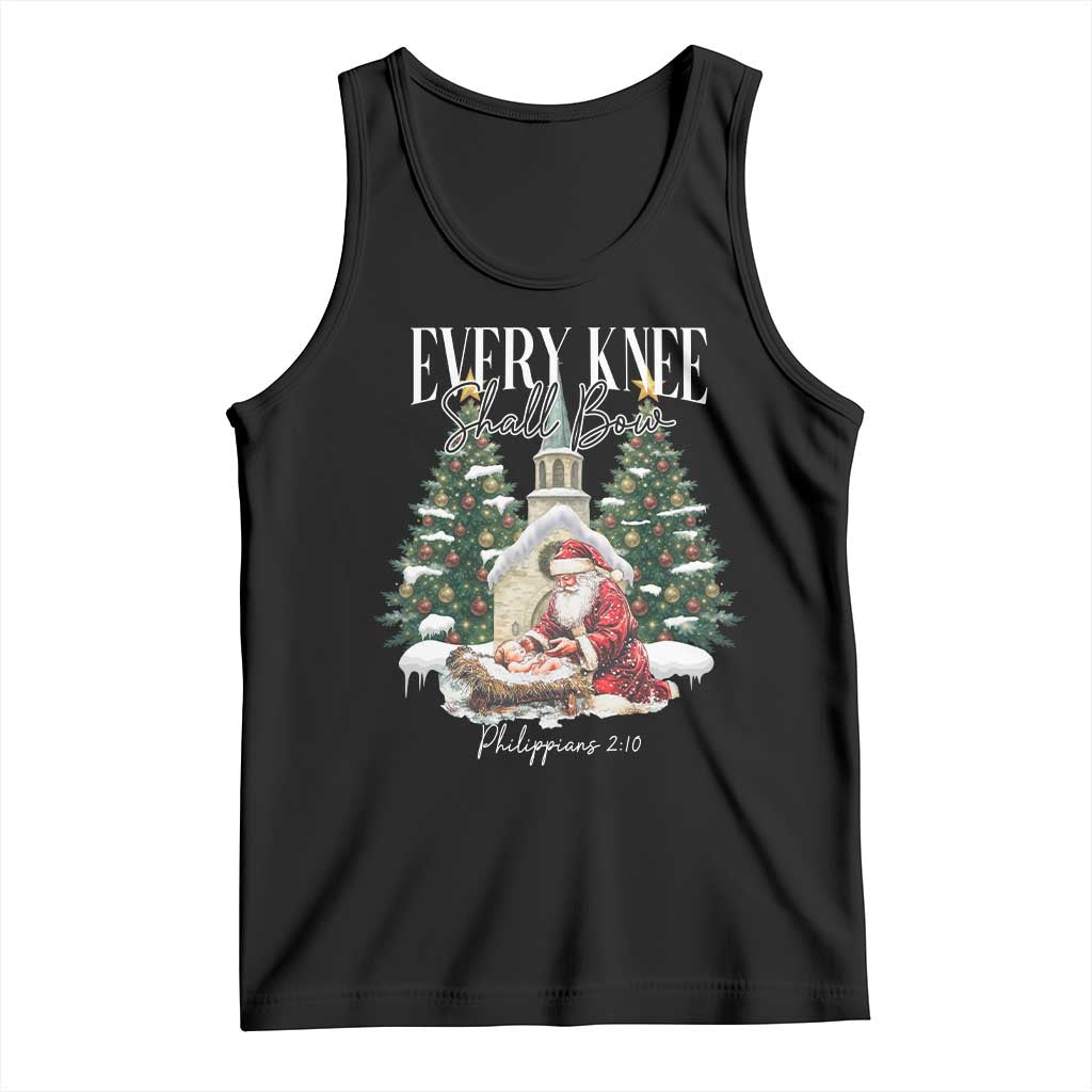 Every Knee Shall Bow Tank Top Nativity Scene Santa and Baby Jesus Christmas TS10 Black Print Your Wear