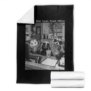 Funny Front Office Squad Raccoon Possum Receptionist Throw Blanket Dental Administrative Assistant Appreciation Humor