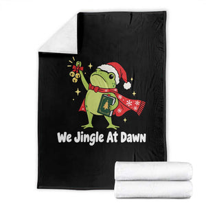 Funny Christmas Frog Jingle Bells Throw Blanket We Jingle At Dawn