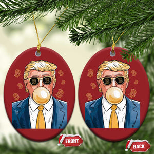 Trump Bitcoin Christmas Ornament 2024 President Funny Golden Trump Bubble Gum TS10 Oval Red Print Your Wear