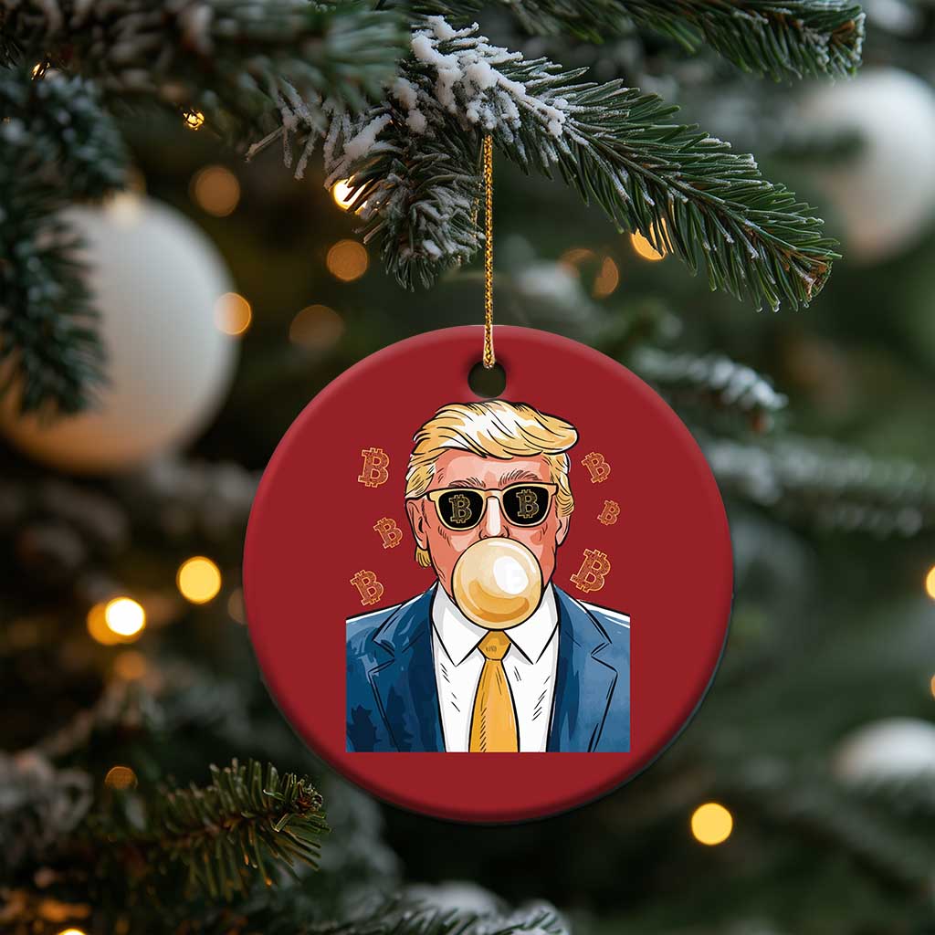 Trump Bitcoin Christmas Ornament 2024 President Funny Golden Trump Bubble Gum TS10 Print Your Wear