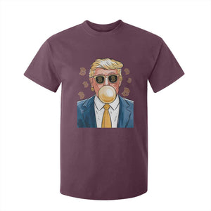 Trump Bitcoin T Shirt For Kid 2024 President Funny Golden Trump Bubble Gum TS10 Maroon Print Your Wear