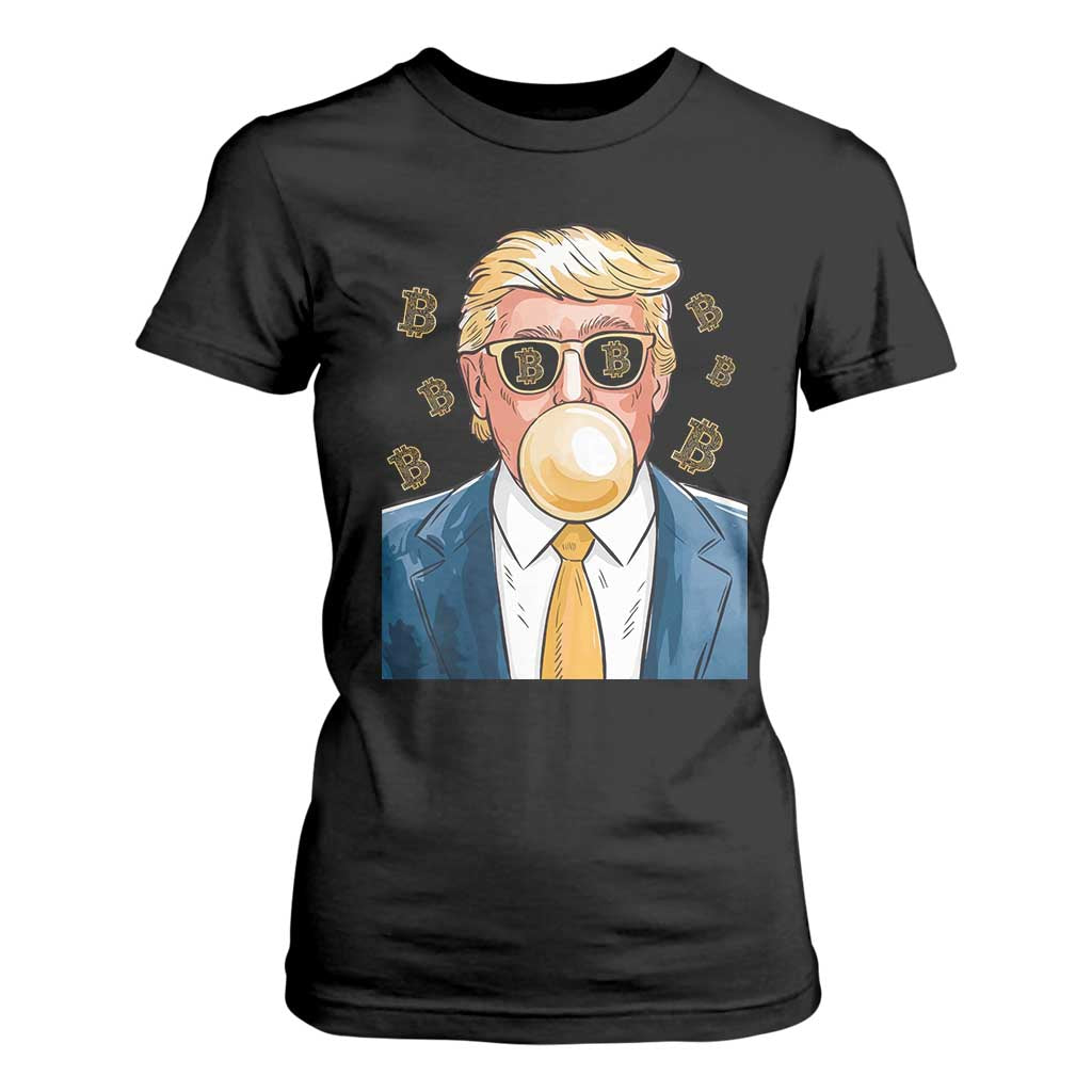 Trump Bitcoin T Shirt For Women 2024 President Funny Golden Trump Bubble Gum TS10 Black Print Your Wear