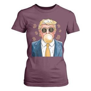 Trump Bitcoin T Shirt For Women 2024 President Funny Golden Trump Bubble Gum TS10 Maroon Print Your Wear