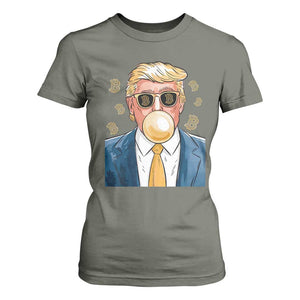 Trump Bitcoin T Shirt For Women 2024 President Funny Golden Trump Bubble Gum TS10 Military Green Print Your Wear