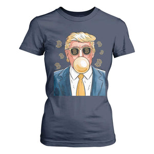 Trump Bitcoin T Shirt For Women 2024 President Funny Golden Trump Bubble Gum TS10 Navy Print Your Wear