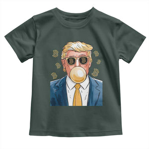 Trump Bitcoin Toddler T Shirt 2024 President Funny Golden Trump Bubble Gum TS10 Dark Forest Green Print Your Wear