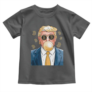 Trump Bitcoin Toddler T Shirt 2024 President Funny Golden Trump Bubble Gum TS10 Dark Heather Print Your Wear