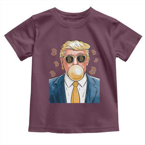 Trump Bitcoin Toddler T Shirt 2024 President Funny Golden Trump Bubble Gum TS10 Maroon Print Your Wear