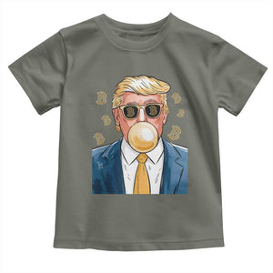 Trump Bitcoin Toddler T Shirt 2024 President Funny Golden Trump Bubble Gum TS10 Military Green Print Your Wear