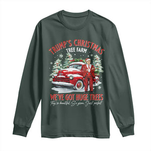 Funny Trump Christmas Tree Farm Long Sleeve Shirt Make Xmas Great Again TS10 Dark Forest Green Print Your Wear