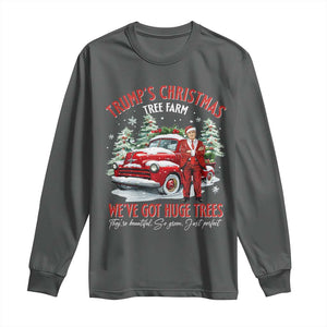 Funny Trump Christmas Tree Farm Long Sleeve Shirt Make Xmas Great Again TS10 Dark Heather Print Your Wear