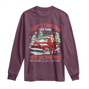 Funny Trump Christmas Tree Farm Long Sleeve Shirt Make Xmas Great Again TS10 Maroon Print Your Wear