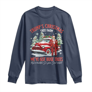 Funny Trump Christmas Tree Farm Long Sleeve Shirt Make Xmas Great Again TS10 Navy Print Your Wear