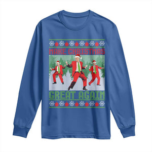 Funny Trump Christmas Long Sleeve Shirt Make Xmas Great Again Ugly Sweater Santa Trump Dance Pajamas TS10 Royal Blue Print Your Wear